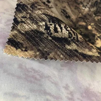 Tissu à tricoter 100% polyester, vente en gros, prix Alova, tissu coupe-vent imprimé camouflage