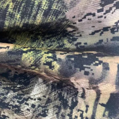 Tissu tricoté de Camouflage, vente en gros d'usine, Alova 100% Polyester, tissu respirant imprimé, tissu à tricoter d'extérieur