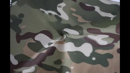 100 % nylon 70d Ripstop Camo imprimant un tissu de revêtement transparent PU imperméable pour vestes imperméables